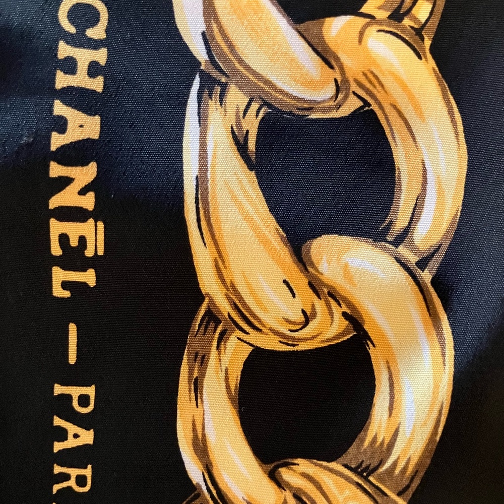 Vintage CHANEL Silk Scarf Gold Chain Link